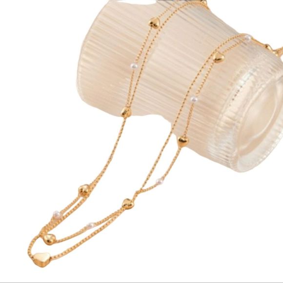 🧡 3 for $20 Belly Waist Chains, Gold Plated, Hearts, Simulated Pearls - Picture 2 of 4